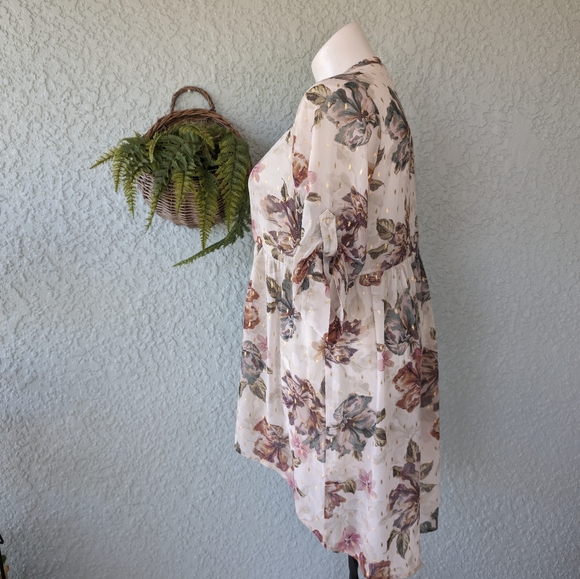 Torrid  semi sheer button down blouse size 2 high‎ low - Picture 5 of 10